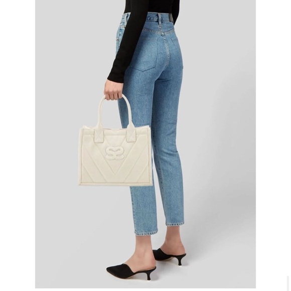 SANDRO Kasbah Quilted Canvas Tote Bag In Ecru. NWT